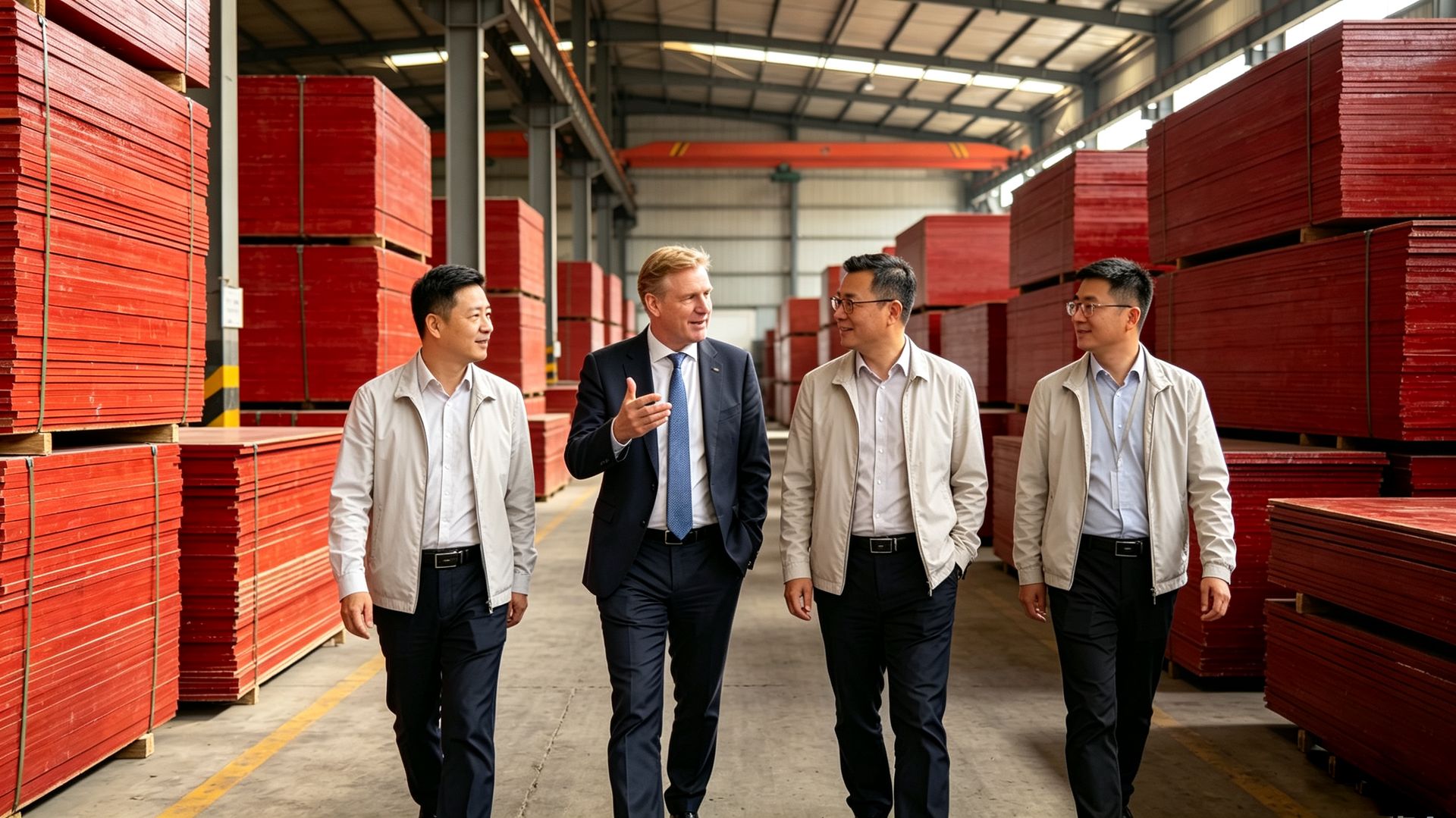 客户参观红板仓库 clients visiting warehouse