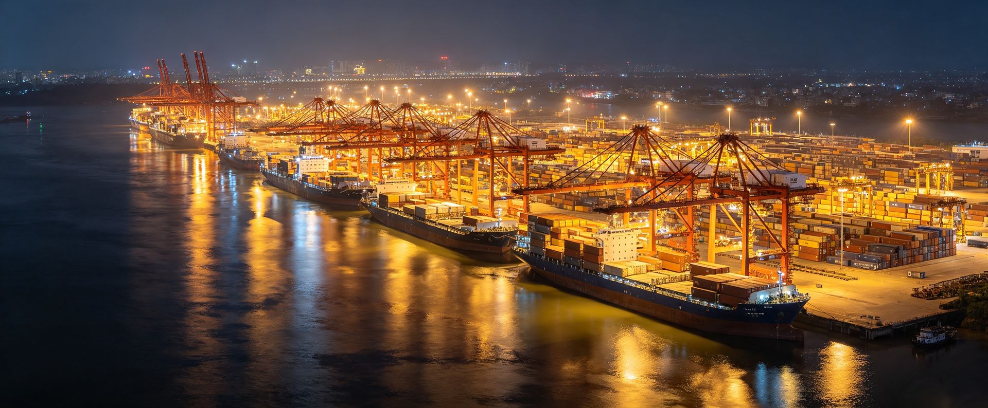 航运夜景 shipping at night
